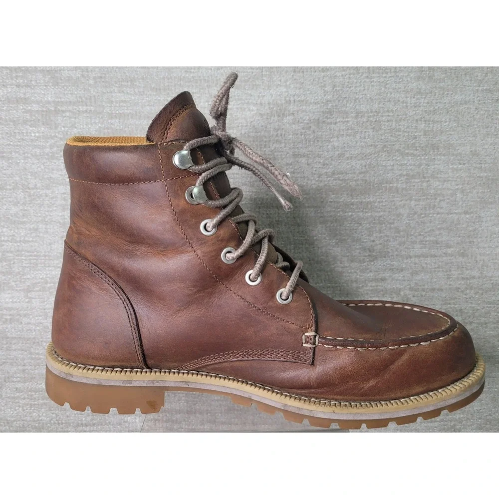 Timberland Redwood Falls Waterproof Moc Toe Boots Mens 8 Brown Leather